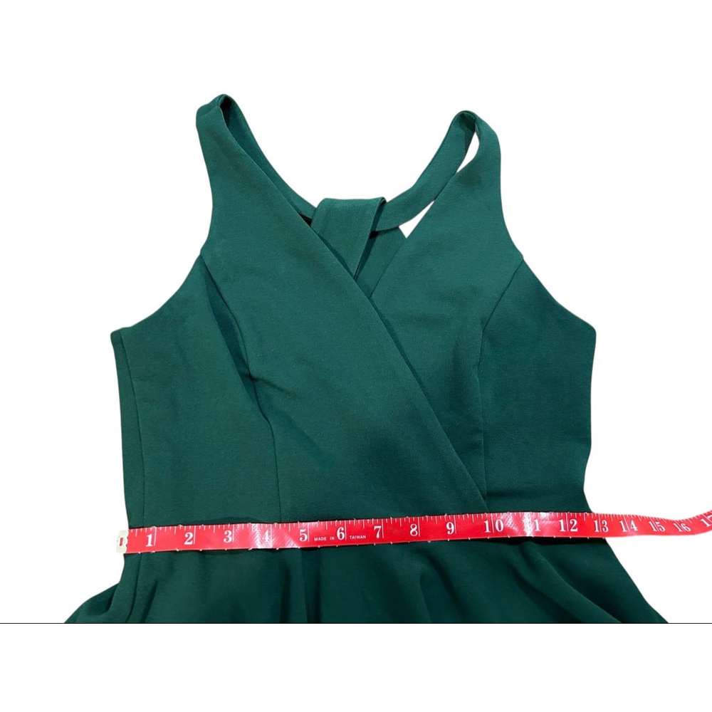 Lulus Green Wonder Whirl Dark Green Twist Back Skater Dress S - Picture 7 of 7